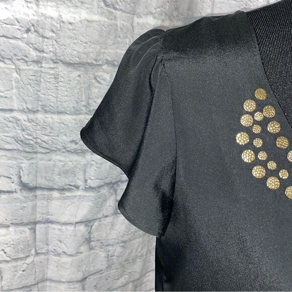 Merona scoop neck blouse w/jeweled embellishment Black size small - Picture 10 of 11